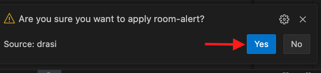 VS Code popup confirming deployment of building-comfort-ui query