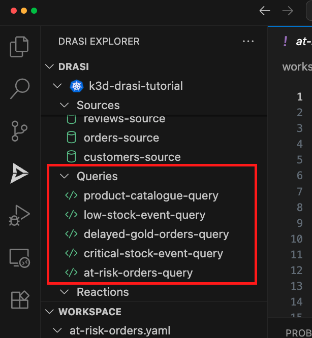 All queries are now available and running as indicated by green color in the extension.
